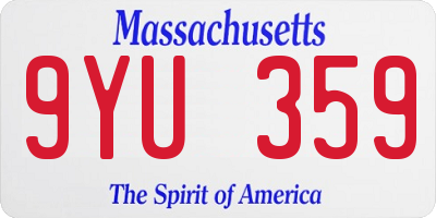 MA license plate 9YU359