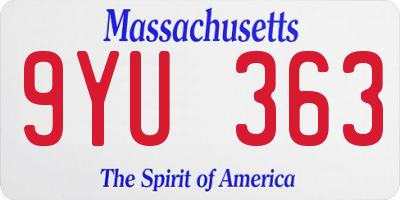 MA license plate 9YU363