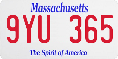 MA license plate 9YU365