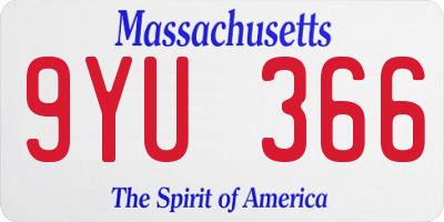 MA license plate 9YU366