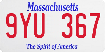 MA license plate 9YU367