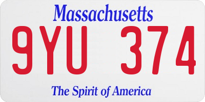 MA license plate 9YU374