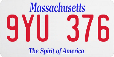 MA license plate 9YU376