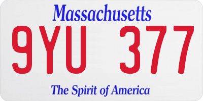 MA license plate 9YU377