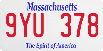 MA license plate 9YU378