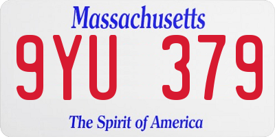MA license plate 9YU379