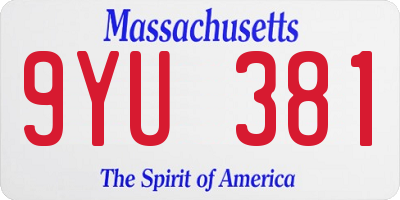 MA license plate 9YU381