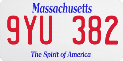 MA license plate 9YU382