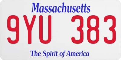 MA license plate 9YU383