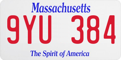 MA license plate 9YU384