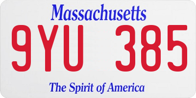 MA license plate 9YU385