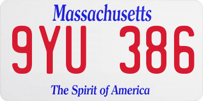 MA license plate 9YU386