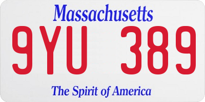 MA license plate 9YU389