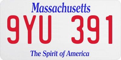 MA license plate 9YU391