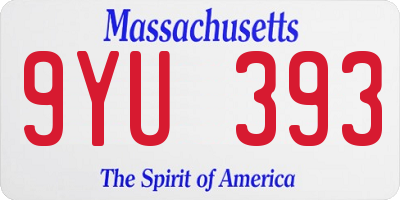MA license plate 9YU393