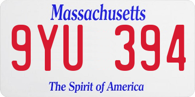 MA license plate 9YU394
