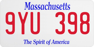 MA license plate 9YU398
