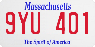 MA license plate 9YU401