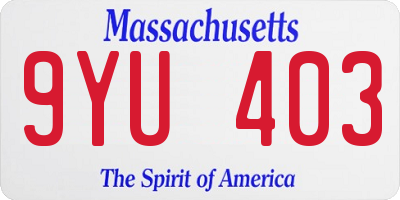 MA license plate 9YU403