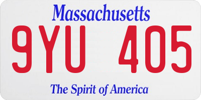MA license plate 9YU405