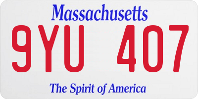 MA license plate 9YU407