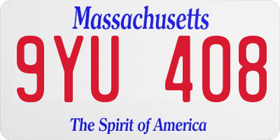 MA license plate 9YU408