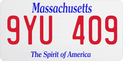MA license plate 9YU409