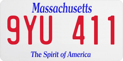 MA license plate 9YU411