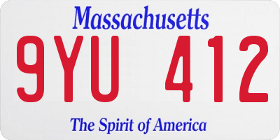 MA license plate 9YU412