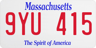 MA license plate 9YU415