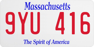MA license plate 9YU416