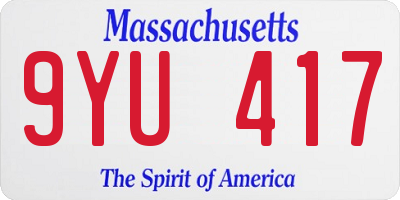 MA license plate 9YU417