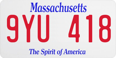 MA license plate 9YU418