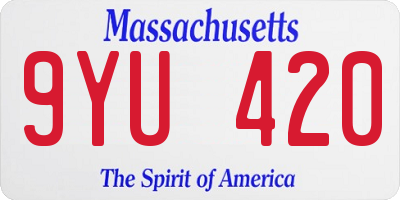 MA license plate 9YU420