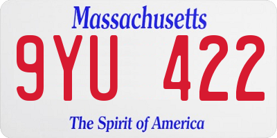 MA license plate 9YU422