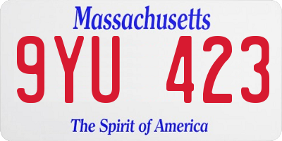 MA license plate 9YU423