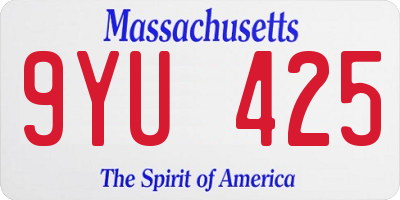 MA license plate 9YU425