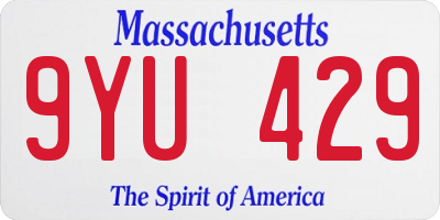 MA license plate 9YU429