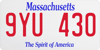 MA license plate 9YU430