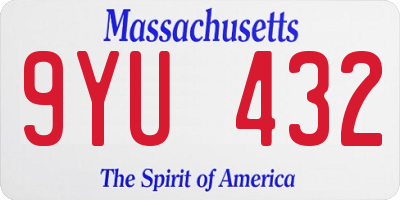 MA license plate 9YU432