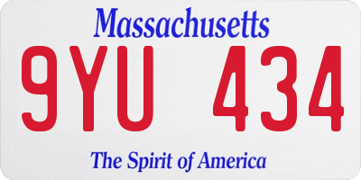 MA license plate 9YU434