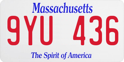 MA license plate 9YU436