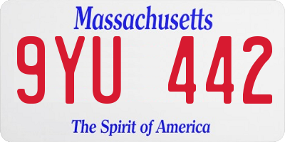MA license plate 9YU442