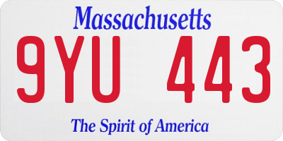 MA license plate 9YU443