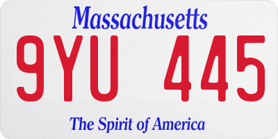 MA license plate 9YU445