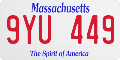 MA license plate 9YU449