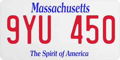MA license plate 9YU450