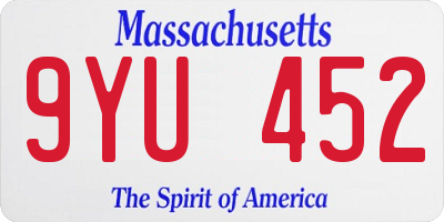 MA license plate 9YU452