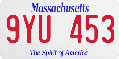 MA license plate 9YU453
