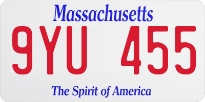 MA license plate 9YU455